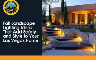 Front yard lighting design in Las Vegas home with step and accent lights for safety and style.