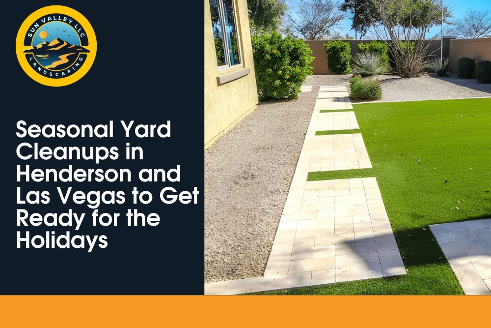 Clean, modern Las Vegas backyard after a seasonal yard cleanup by Sun Valley Landscaping.