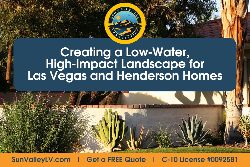 Low water residential landscape design by Sun Valley Landscaping showcasing desert plants in Las Vegas and Henderson