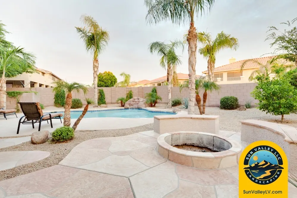 Winter Landscaping Tips for Las Vegas and Henderson-2 Sun Valley Landscaping winter landscaping in Las Vegas backyard with pool, fire pit, and desert plants prepared for cold weather